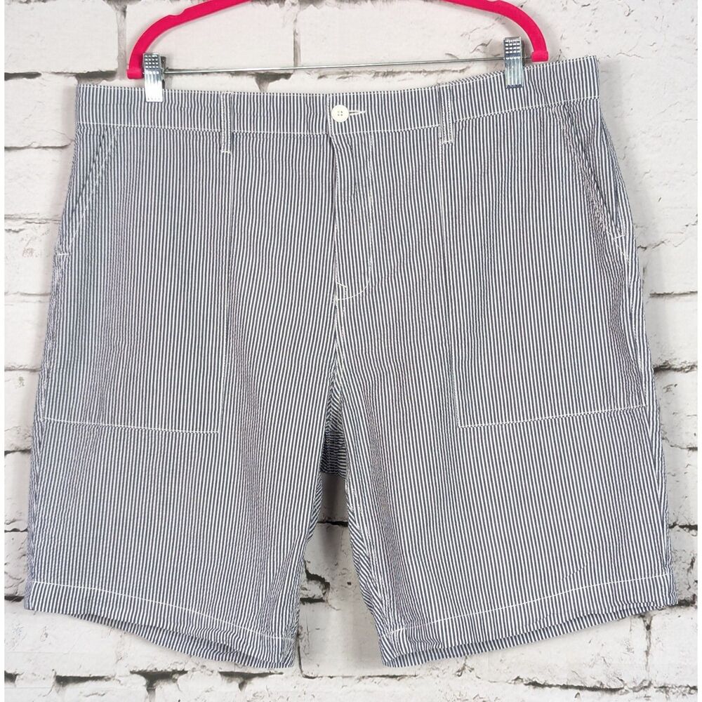 FIVE FOUR Los Angeles Mens Statfold Seersucker Chino Short Navy Classic Size 40